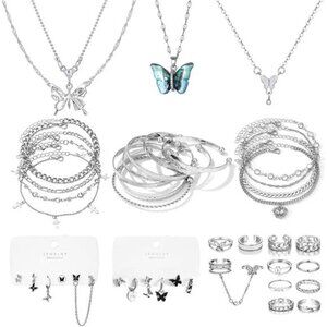 Silver Collection Jewelry Set –Rings, Bracelets, Necklaces & Earrings Collection